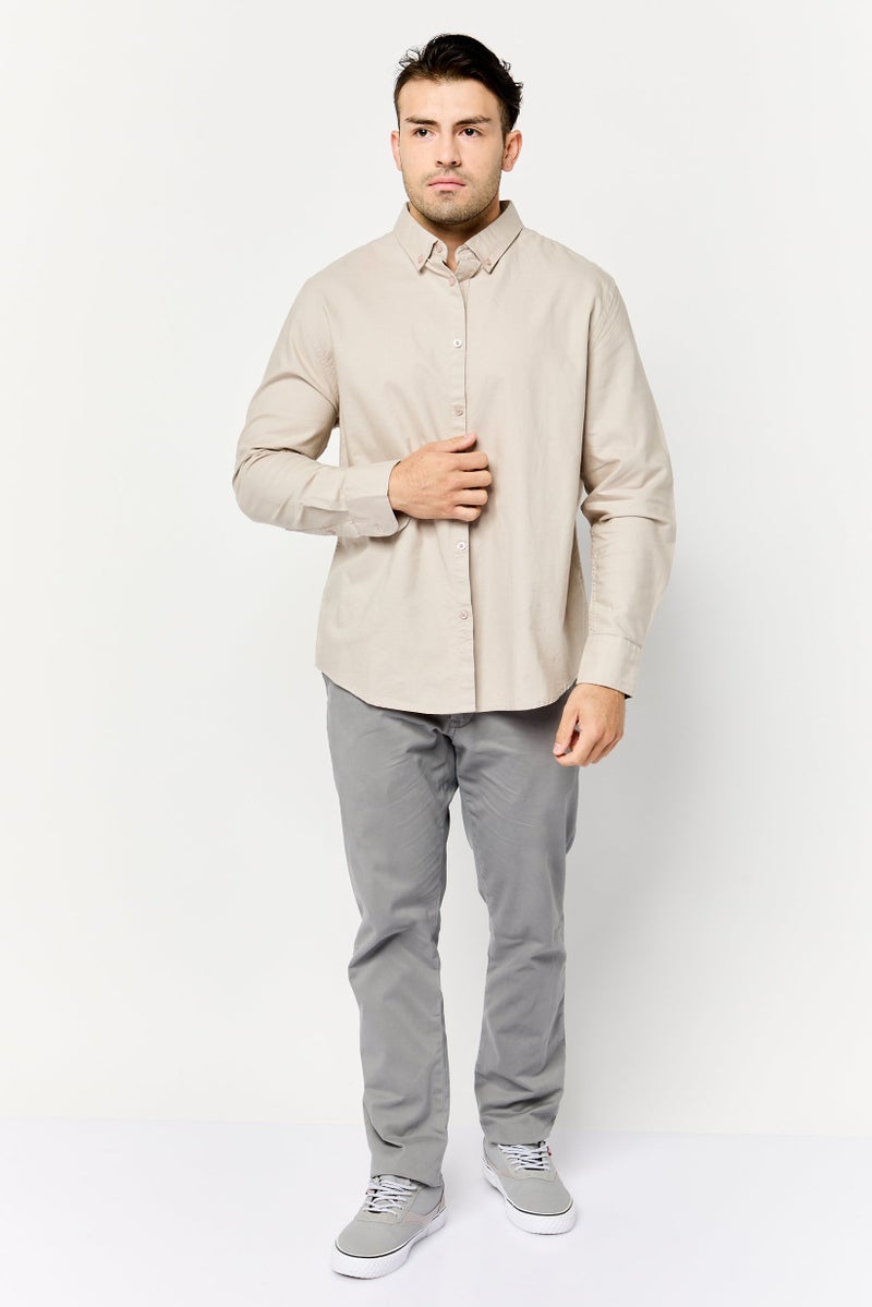 Algspar قميص رجالي عادي بأكمام طويلة بلون بيج - Image 2
