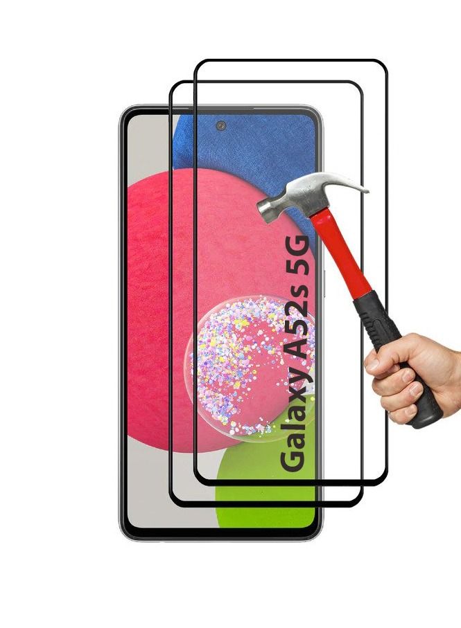 موكوم عبوتان من واقي الشاشة الزجاجي 9D لهاتف سامسونج جالاكسي A52s أسود / شفاف