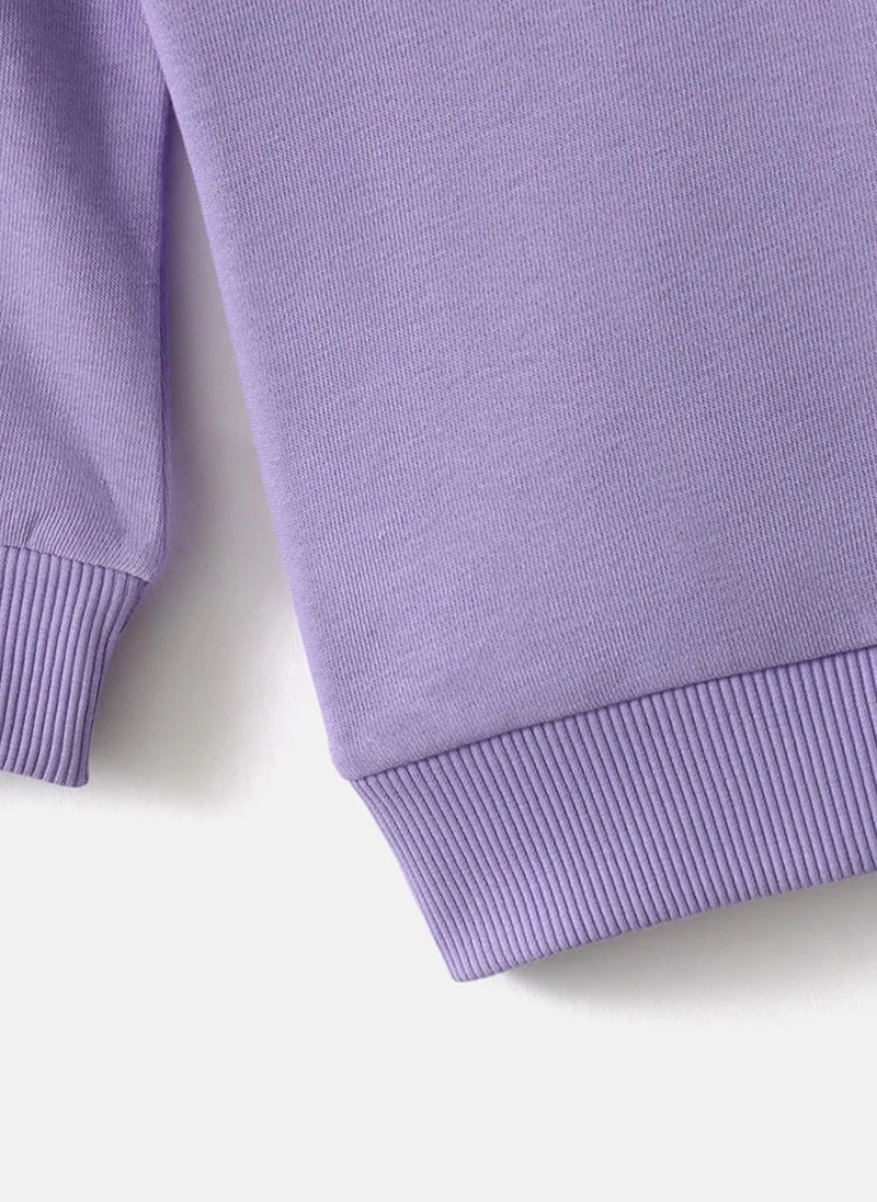 Nautinati Nautinati Girls' Ladybird Print Full Sleeves Fleece Sweatshirt in Lavender