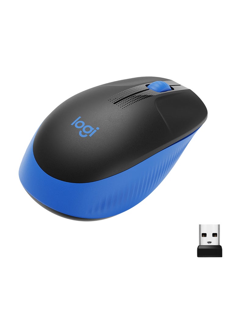 Logitech Wireless Mouse M190, Full Size Ambidextrous Curve Design, 18-Month Battery With Power Saving Mode, USB Receiver, Precise Cursor Control Blue/Black - Image 1
