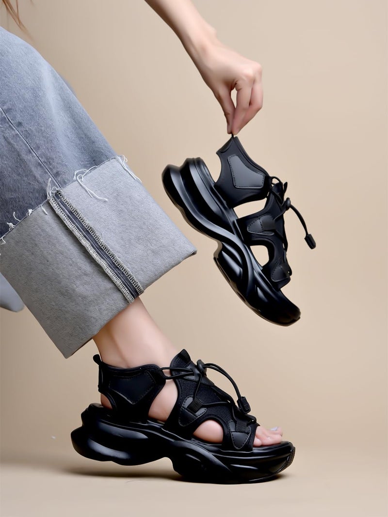 Shoetopia Smart Casual Black Sporty Sandals For Women & Girls /EU39 - Image 2