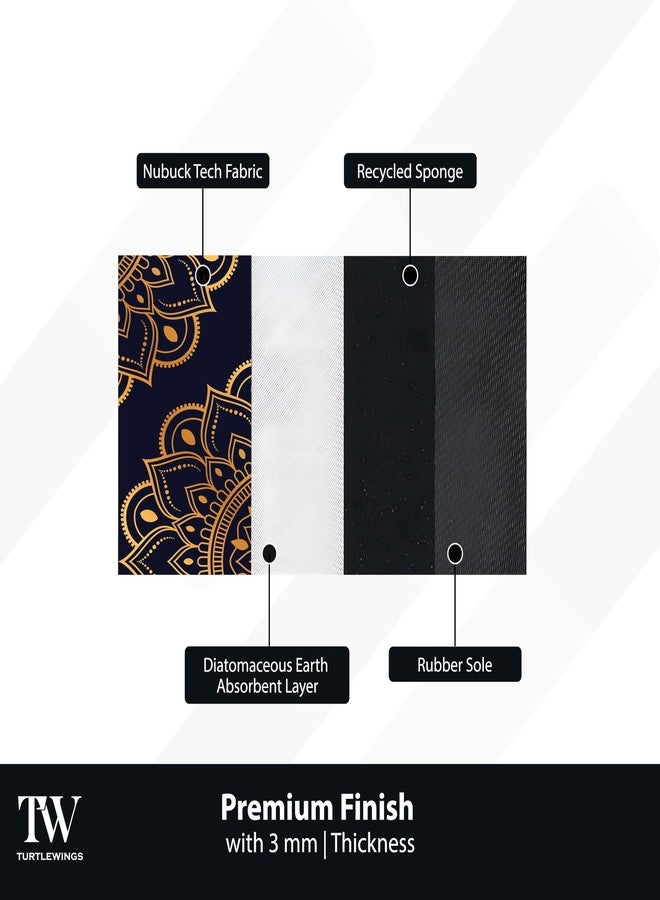 TURTLEWINGS Kitchen Mats for Floor Anti Slip Waterproof Washable Runner | Rubber Backing Absorbent Quick Dry Soft Fabric Long Runner Home use | 120×80×40 cm 3 mm Thin (Golden Mandala Pattern) - Image 5