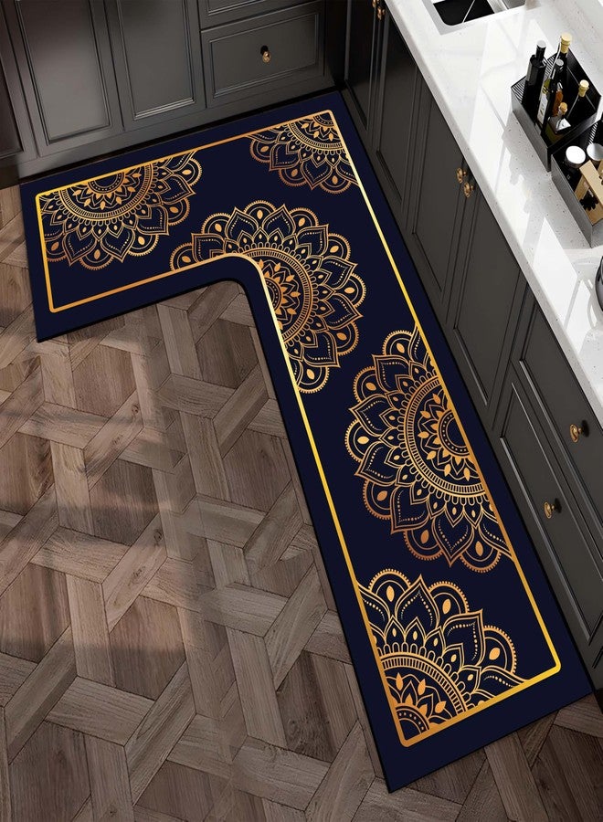 TURTLEWINGS Kitchen Mats for Floor Anti Slip Waterproof Washable Runner | Rubber Backing Absorbent Quick Dry Soft Fabric Long Runner Home use | 120×80×40 cm 3 mm Thin (Golden Mandala Pattern) - Image 2