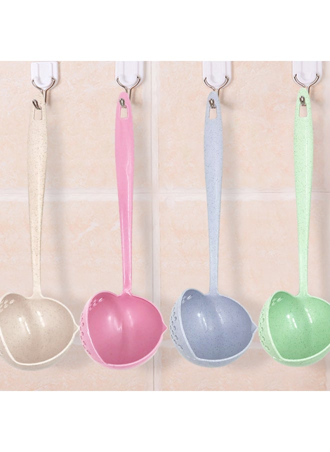 Generic - Wheat Straw Spoon Soup Spoon Colander Two-in-one Long Handle Large Spoon Tableware Hot Pot Spoon Stall Supply-Color:Nordic Blue-Specifications:High Quality Spoon (individually Bagged) - Image 1