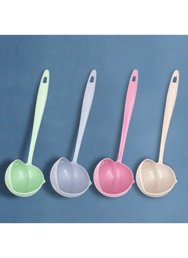 Generic - Wheat Straw Spoon Soup Spoon Colander Two-in-one Long Handle Large Spoon Tableware Hot Pot Spoon Stall Supply-Color:Nordic Blue-Specifications:High Quality Spoon (individually Bagged) - Image 1