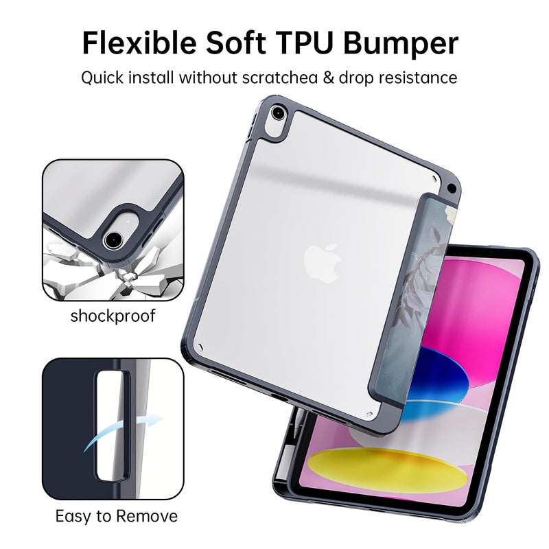 Moca iPad (A16) 11th Generation 11 Inch 2025 10th Generation Case 2022, iPad 10.9 Inch Case with Clear Transparent Back and TPU Shockproof Frame Cover (ipad 10th Gen 10.9 2022, Hibiscus) - Image 4