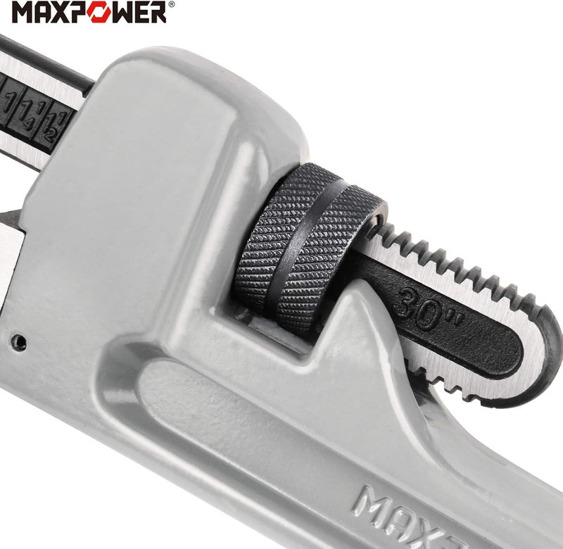 Max Power 30-inch Pipe Wrench, Aluminum Straight Plumbing Wrench Heavy Duty Adjustable Pipe Wrench - Image 3