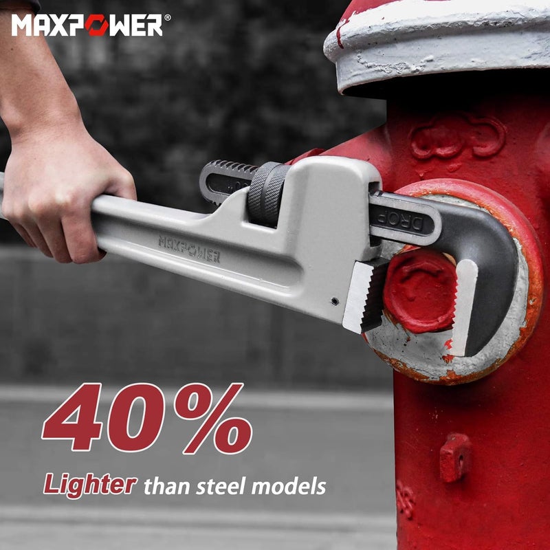Max Power 30-inch Pipe Wrench, Aluminum Straight Plumbing Wrench Heavy Duty Adjustable Pipe Wrench - Image 5