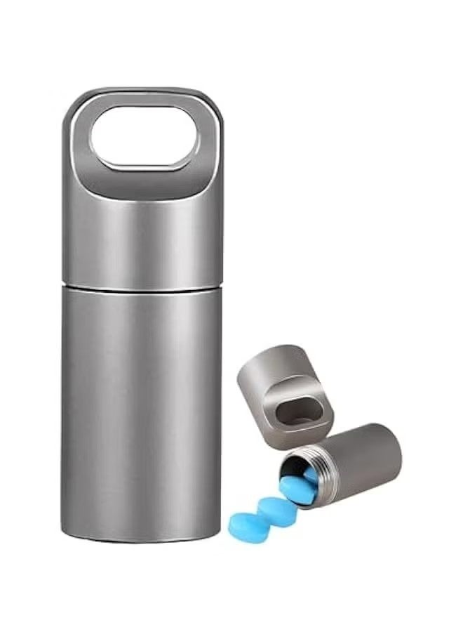 Travel Pill Holder Organizer, Stainless Steel Mini Portable Case Waterproof Medicine Box Men Silver - Image 1