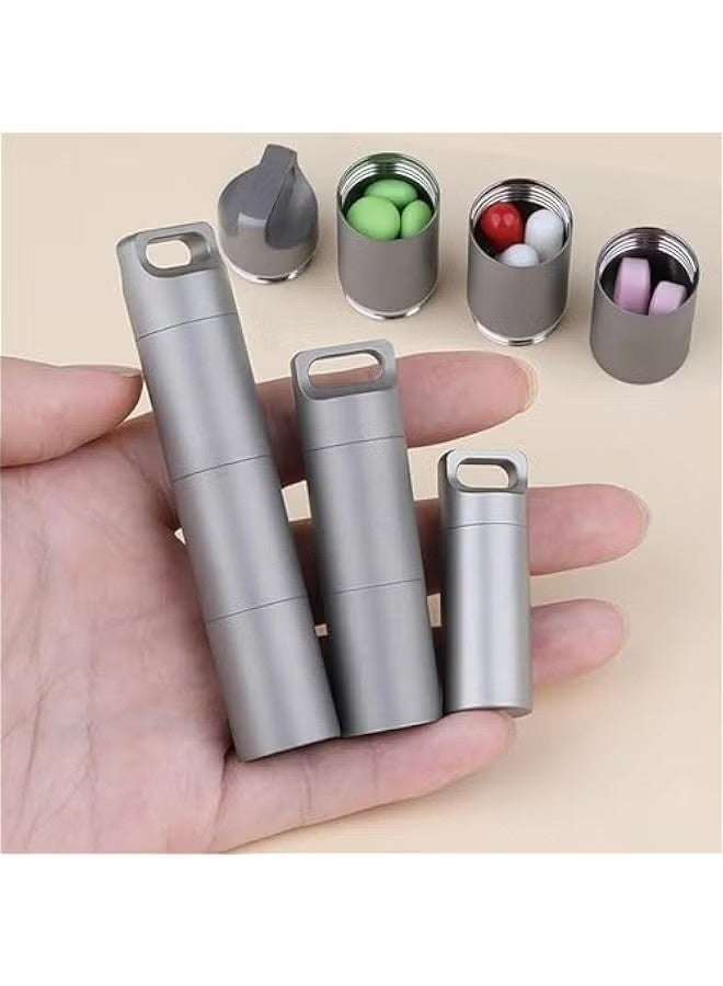 Travel Pill Holder Organizer, Stainless Steel Mini Portable Case Waterproof Medicine Box Men Silver - Image 3