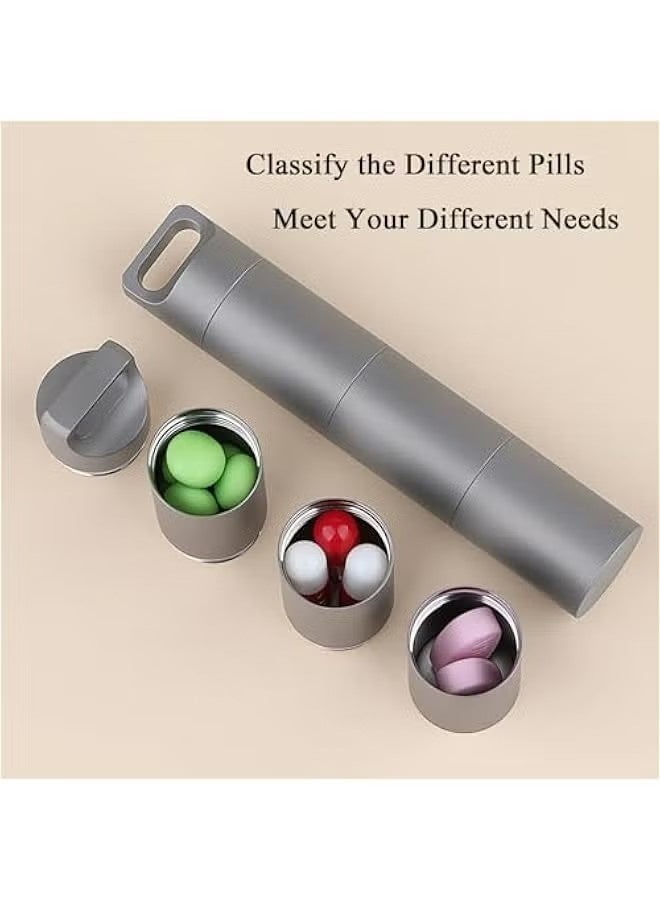 Travel Pill Holder Organizer, Stainless Steel Mini Portable Case Waterproof Medicine Box Men Silver - Image 4