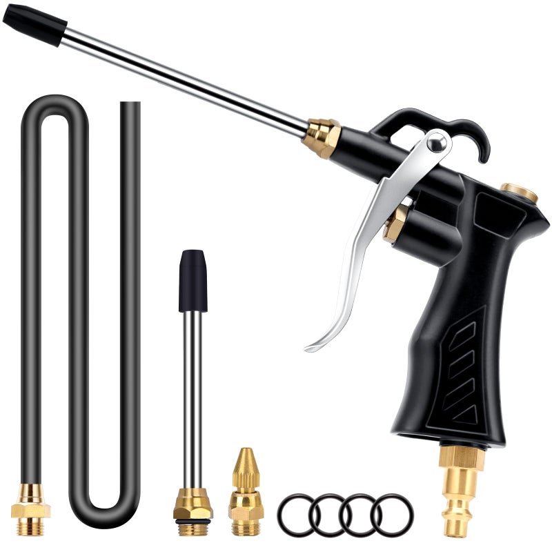 JASTIND Brass Industrial Air Blower with Adjustable Nozzle, Universal Blow Hose & Steel Extensions - Air Compressor Dusting Tool - Image 1