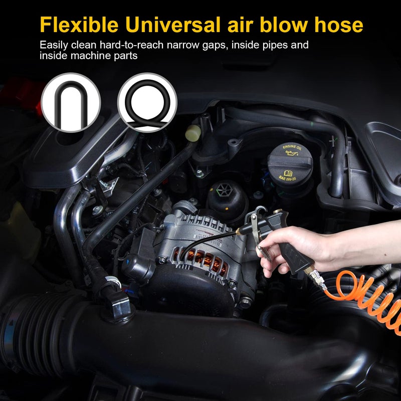 JASTIND Brass Industrial Air Blower with Adjustable Nozzle, Universal Blow Hose & Steel Extensions - Air Compressor Dusting Tool - Image 5