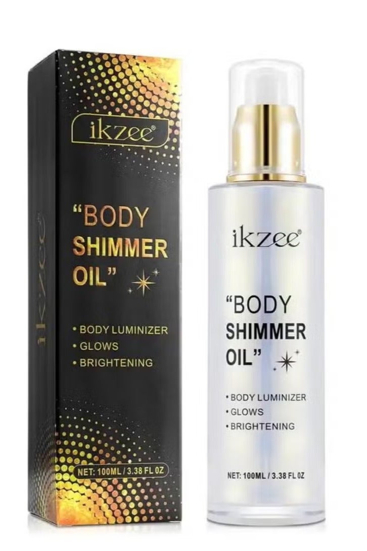 IKZEE Silver Body Shimmer Oil 100ml Body Shimmer Lotion Glow Oil Body Luminizer Oil Glow Lotion for Brightening Body Long Lasting Shimmering Body Oil for Body & Face No.01 - Image 2
