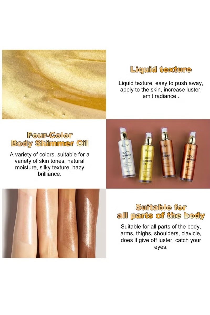 IKZEE Silver Body Shimmer Oil 100ml Body Shimmer Lotion Glow Oil Body Luminizer Oil Glow Lotion for Brightening Body Long Lasting Shimmering Body Oil for Body & Face No.01 - Image 5