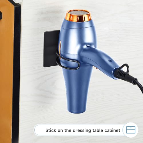 LOXSUN Hair Dryer Holder Wall Mounted, Hairdryer Holder for Bathroom, Blow Dryer Holder, Hair Tool Organizer for Hair Dryer Hanger Storage, Adhesive Blow Dryer Organizer (Black) - Image 5