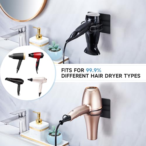 LOXSUN Hair Dryer Holder Wall Mounted, Hairdryer Holder for Bathroom, Blow Dryer Holder, Hair Tool Organizer for Hair Dryer Hanger Storage, Adhesive Blow Dryer Organizer (Black) - Image 4