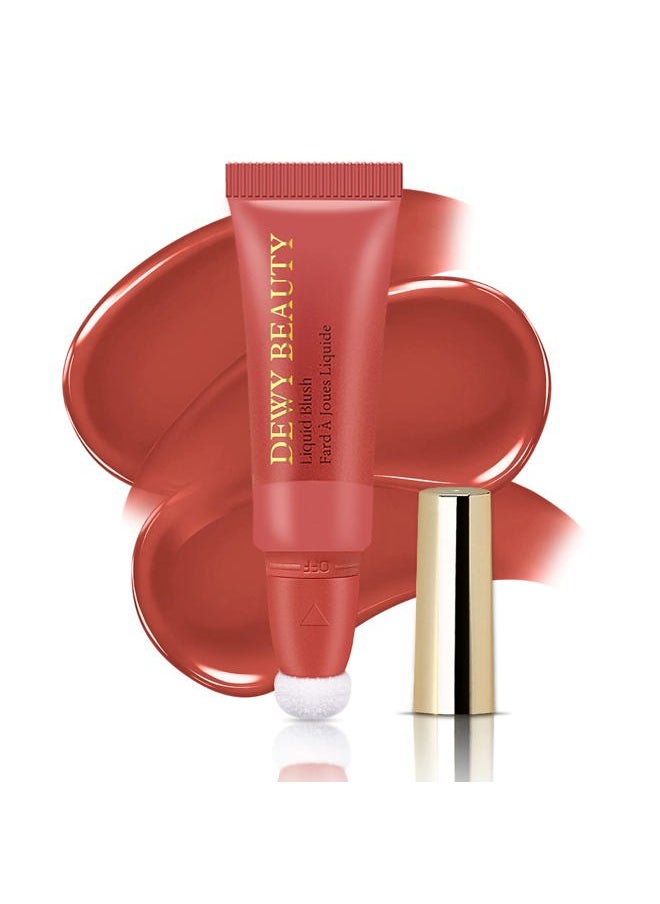 LSxia Liquid Blush Makeup Wand, Cream Liquid Blush with Cushion Applicator For Cheeks Tint, Natural-looking, Glow Dewy Finish, Weightless Blendable Liquid Blush Stick | #105 ARDOUR-Red Brown  - Image 1