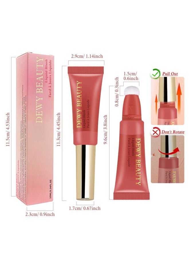 LSxia Liquid Blush Makeup Wand, Cream Liquid Blush with Cushion Applicator For Cheeks Tint, Natural-looking, Glow Dewy Finish, Weightless Blendable Liquid Blush Stick | #105 ARDOUR-Red Brown  - Image 2