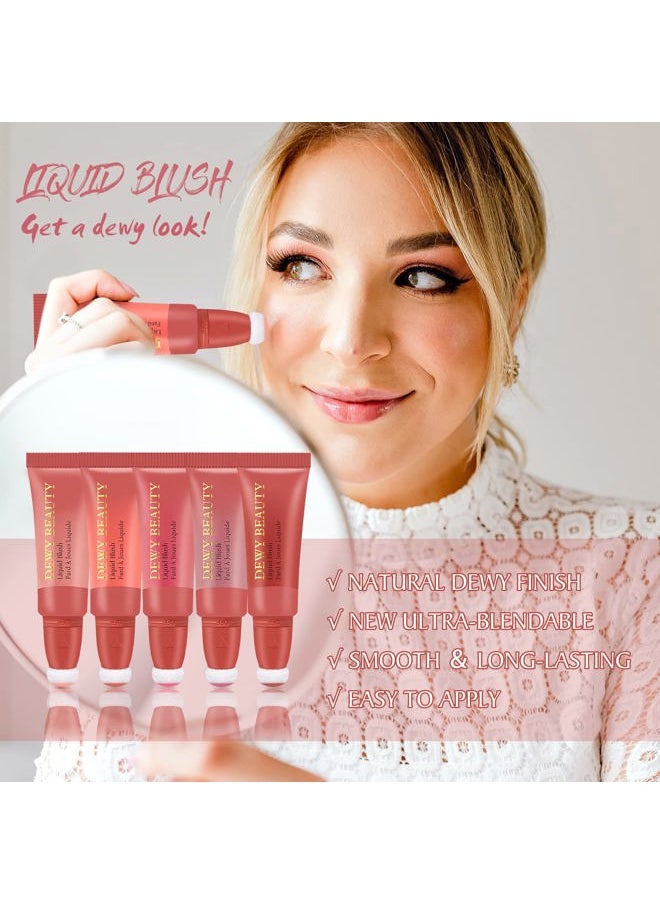 LSxia Liquid Blush Makeup Wand, Cream Liquid Blush with Cushion Applicator For Cheeks Tint, Natural-looking, Glow Dewy Finish, Weightless Blendable Liquid Blush Stick | #105 ARDOUR-Red Brown  - Image 3
