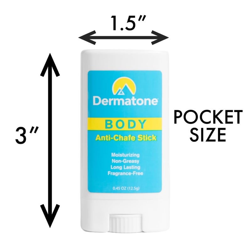 DERMATONE Travel Size Anti-Chafe Body Balm | Fragrance Free | Anti Chafing Stick | Pevent Friction & Skin Irritation | Long Lasting | Use for thigh, arm, chest, butt, ball chafing | Small .5oz Stick - Image 5