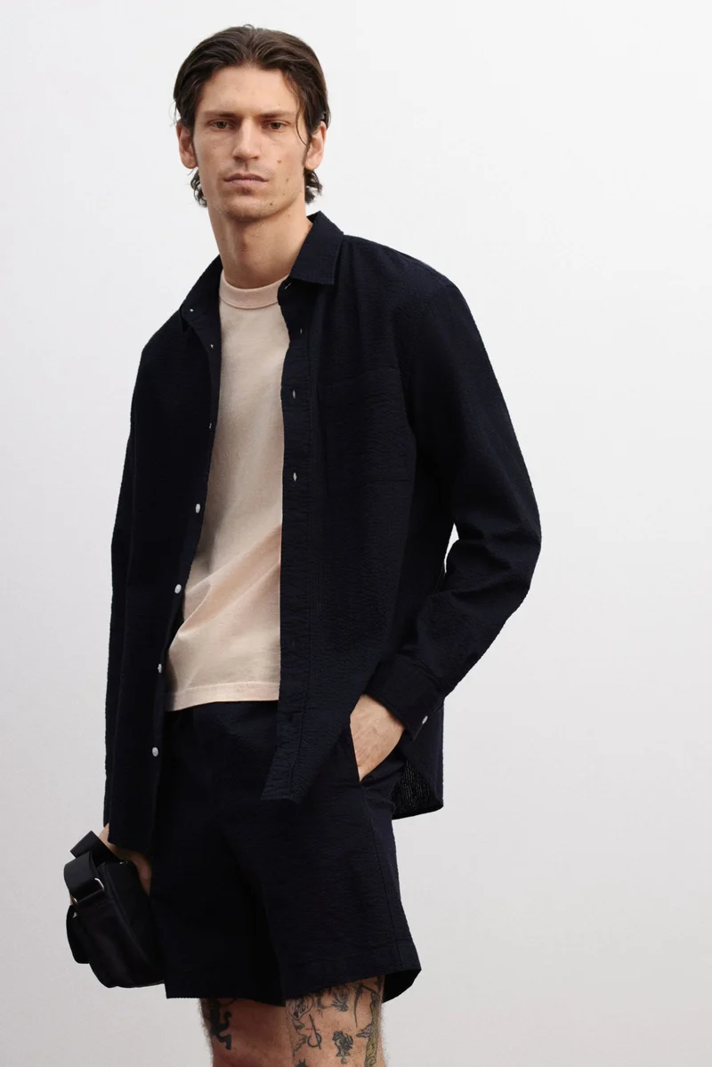 اتش اند ام Loose Fit Seersucker shirt
