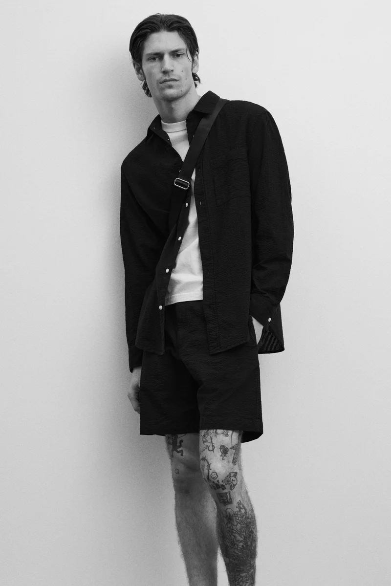 اتش اند ام Loose Fit Seersucker shirt