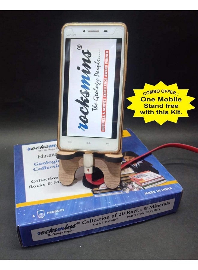 Rocksmins RM20PTMS Set of 20 Rocks and Minerals Kits Sets Collections + Free Mobile Stand Rock Mineral Collection (RM20PTMS) - Image 3