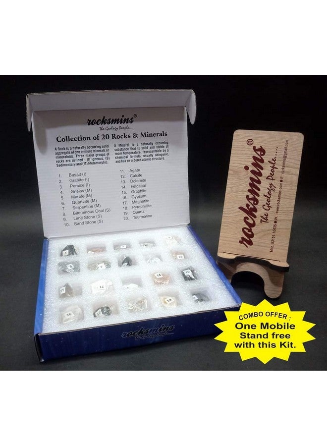 Rocksmins RM20PTMS Set of 20 Rocks and Minerals Kits Sets Collections + Free Mobile Stand Rock Mineral Collection (RM20PTMS) - Image 4