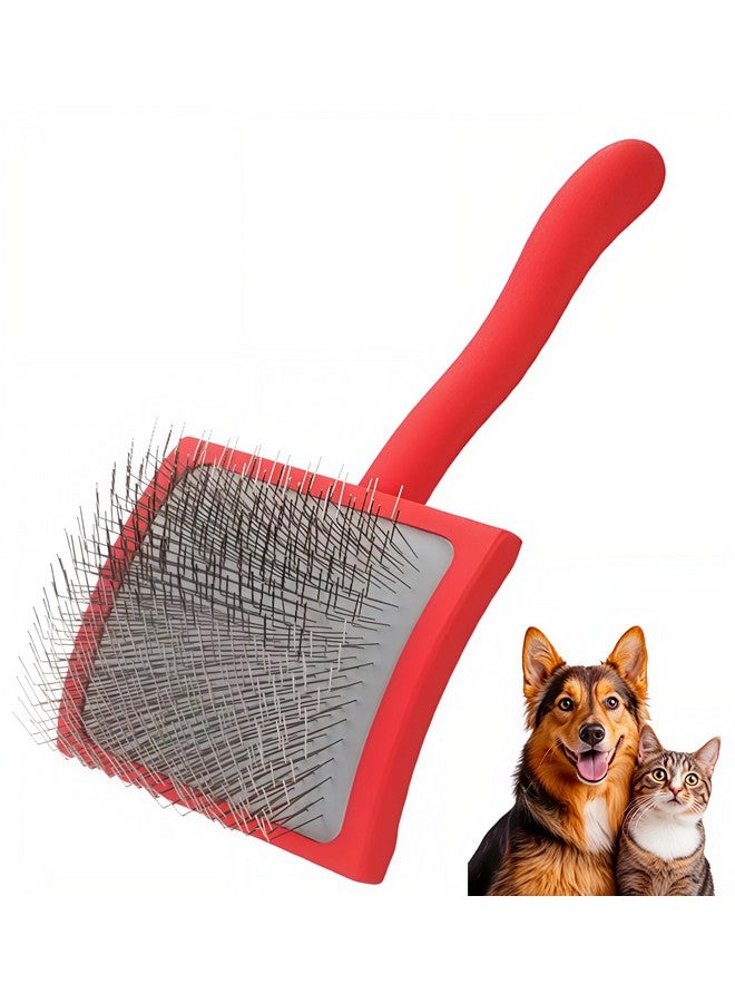 Big G Dog Slicker Brush for Professional Grooming - Fluff, Detangle & Style Goldendoodles, Labradoodles, Poodles & Long-Haired Dogs - Large Coral Curved Brush, Saves Time & Energy - Image 1