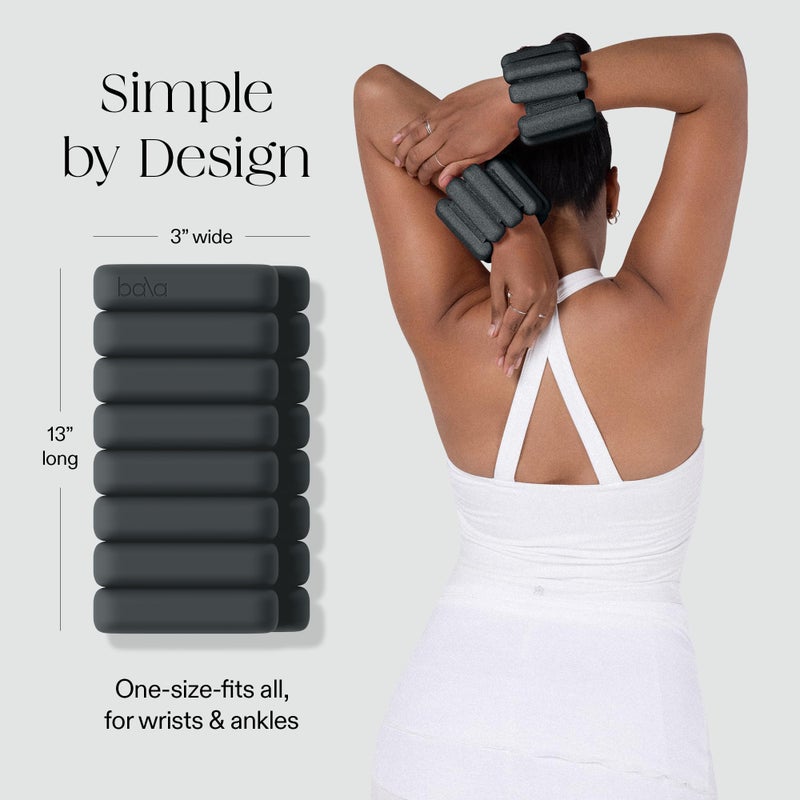 Bala Bangles Wrist & Ankle Weights for Women & Men - 2 lb Adjustable Weighted Bands - Soft Silicone Arm & Leg Weights for Pilates, Yoga, Walking, Barre, Home Workout & Strength Training Exercise - Image 4