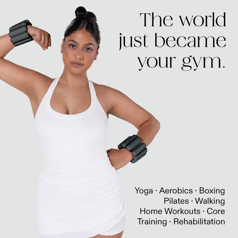 Bala Bangles Wrist & Ankle Weights for Women & Men - 2 lb Adjustable Weighted Bands - Soft Silicone Arm & Leg Weights for Pilates, Yoga, Walking, Barre, Home Workout & Strength Training Exercise - Image 3
