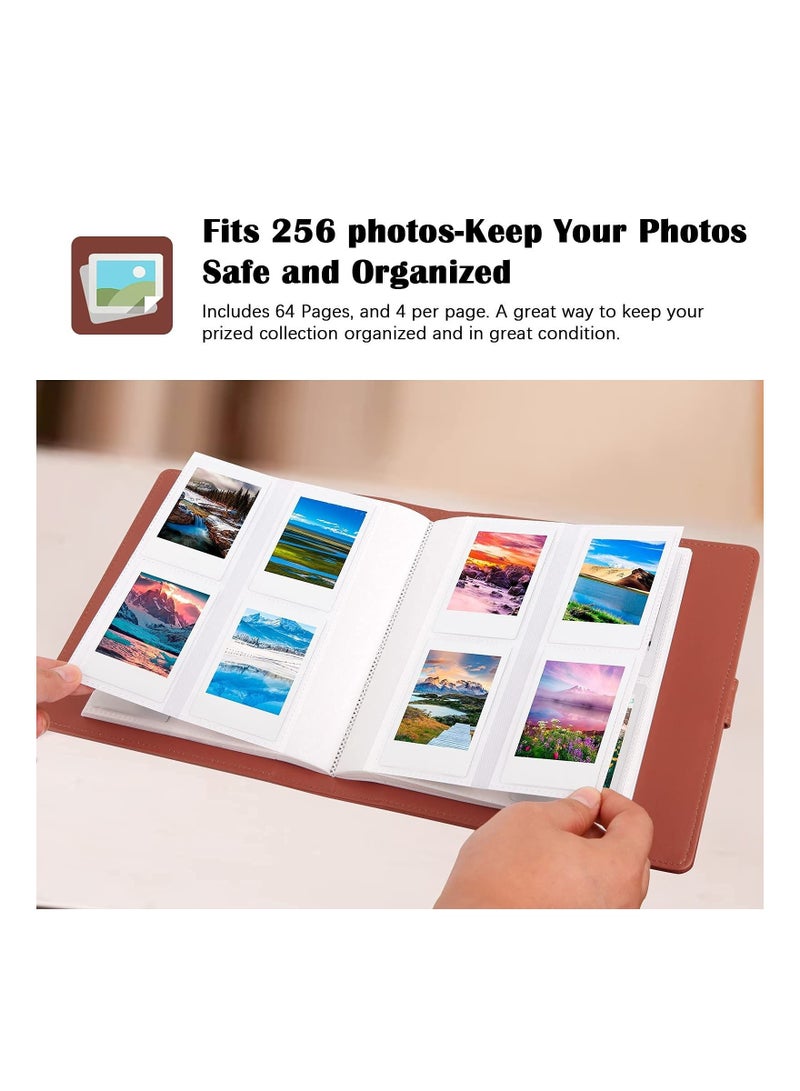 كابتن تيك 256 Pockets Photo Album for Fujifilm Instax Mini LiPlay 11 90 70 50S 26 25 9 8+ 8 7S Instant Camera for Link SP 1 Printer for Polaroid Snap SnapTouch PIC 300 Z2300 Mint Zip Printer Brwon - Image 4