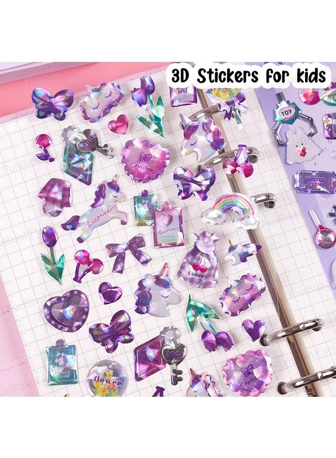 فنبلاست مجموعة ملصقات FunBlast Kawaii - مجموعة من 4 ملصقات للأطفال، ملصقات ثلاثية الأبعاد للبنات، ملصقات جمالية، ملصقات لطيفة، ملصقات للأطفال، ملصقات حرفية، ملصقات ذاتية اللصق - عشوائية - Image 4