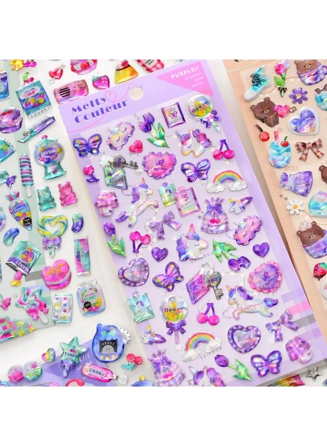 فنبلاست مجموعة ملصقات FunBlast Kawaii - مجموعة من 4 ملصقات للأطفال، ملصقات ثلاثية الأبعاد للبنات، ملصقات جمالية، ملصقات لطيفة، ملصقات للأطفال، ملصقات حرفية، ملصقات ذاتية اللصق - عشوائية - Image 1