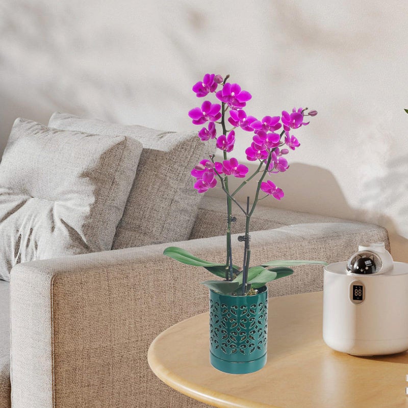 pavtner Ceramic Orchid Pot 4 Inch, Orchid Pots with Holes, Plant Pot for Repotting, Flower Planter Pot Indoor Outdoor, Green Chirstmas Gift for Women. - Image 3