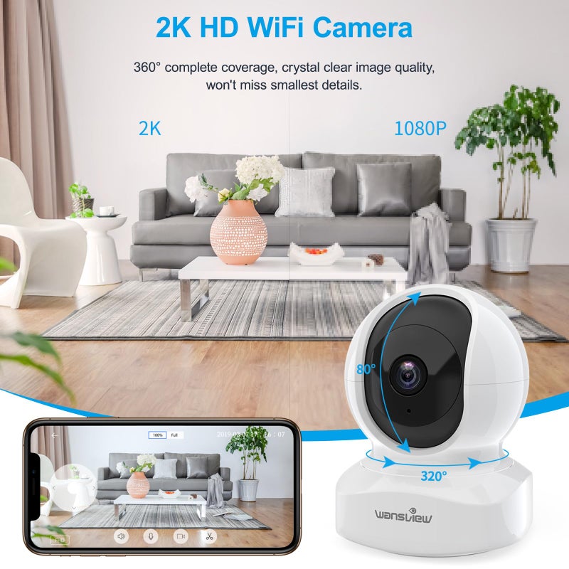 وانس فيو wansview Security Indoor Pet Camera - 2K Dog Camera, CCTV Home Security, 2P - Image 3