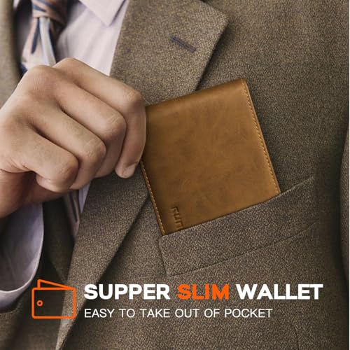 RUNBOX محفظة RUNBOX للرجال جلد رقيق قابلة للطي مع تقنية حجب RFID تصميم جيب أمامي مع علبة هدايا - Image 5