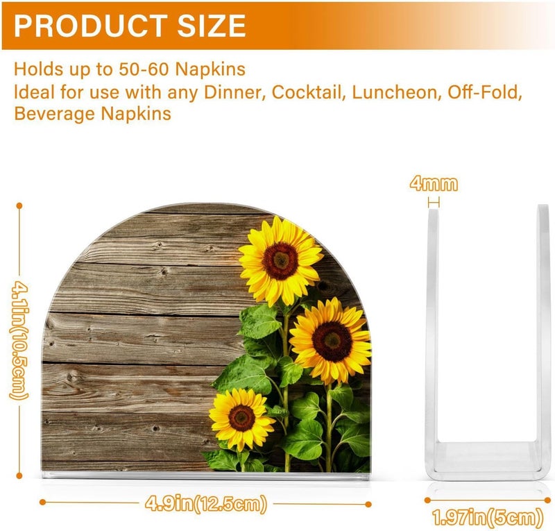 xigua Sunflower Acrylic Napkin Holder Clear Plastic Cocktail Napkin Holder for Kitchen Restaurant Tables - Image 3