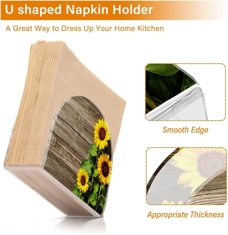 xigua Sunflower Acrylic Napkin Holder Clear Plastic Cocktail Napkin Holder for Kitchen Restaurant Tables - Image 4