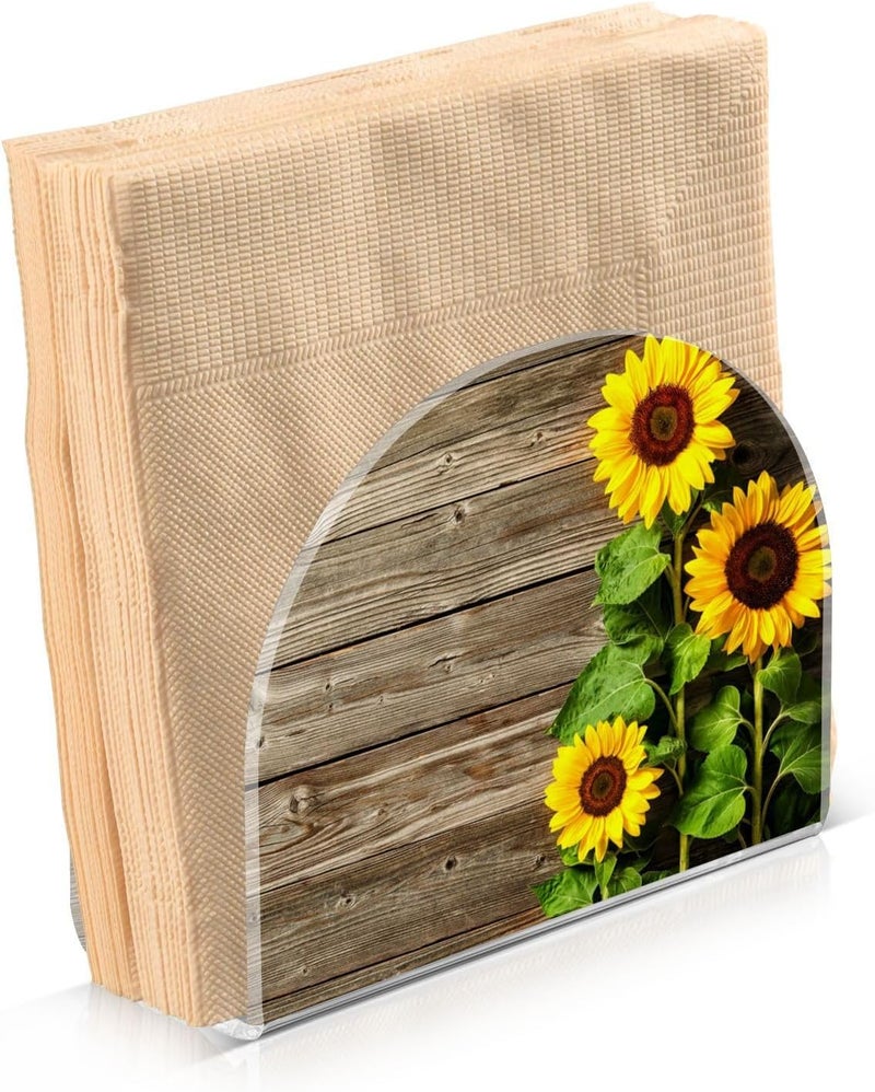 xigua Sunflower Acrylic Napkin Holder Clear Plastic Cocktail Napkin Holder for Kitchen Restaurant Tables - Image 2