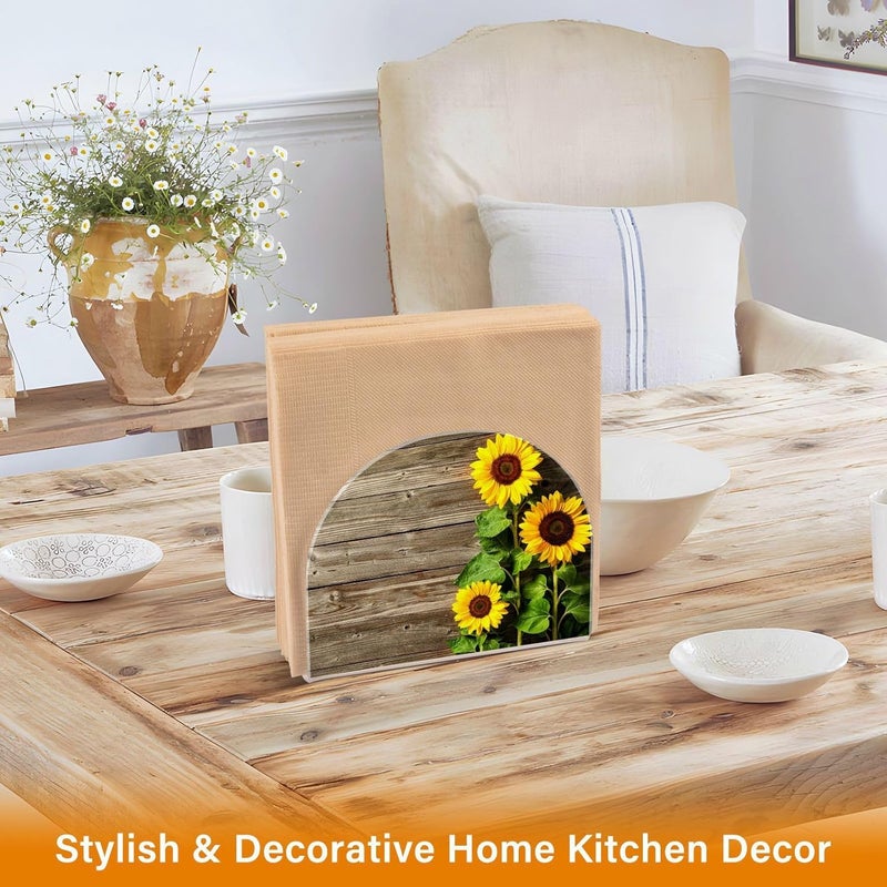 xigua Sunflower Acrylic Napkin Holder Clear Plastic Cocktail Napkin Holder for Kitchen Restaurant Tables - Image 5