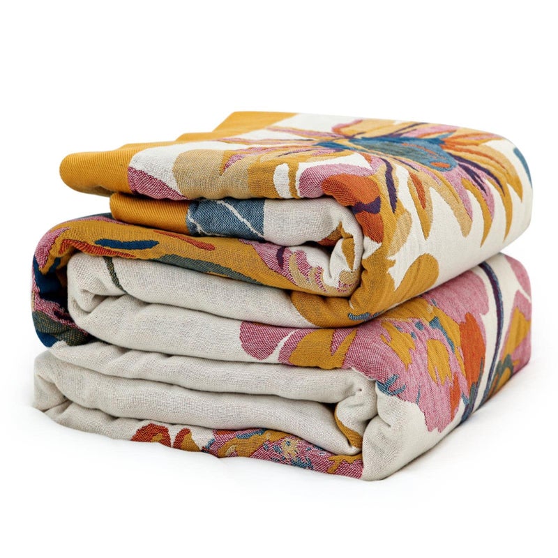MSGKV Boho Throw Blanket King Size 108" x90'' Cotton Blanket for Bed Spring Decoractive Breathable Throw Blankets Quilt Living Room - Image 1