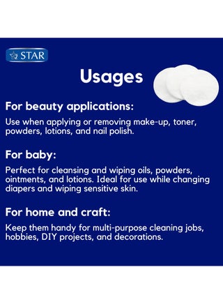 ٢٤٠ قطعة – دوائر قطنية نقية للتجميل (٨٠ × ٣ عبوات) – ١٠٠٪ قطن طبيعي – SZ Star - view 4