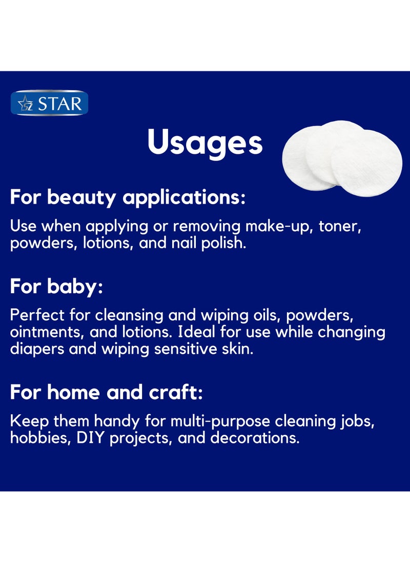 Star 240 Pads - Pure Cotton Makeup Pads (80 Pads x 3 Pack) - SZ Star  - Image 4