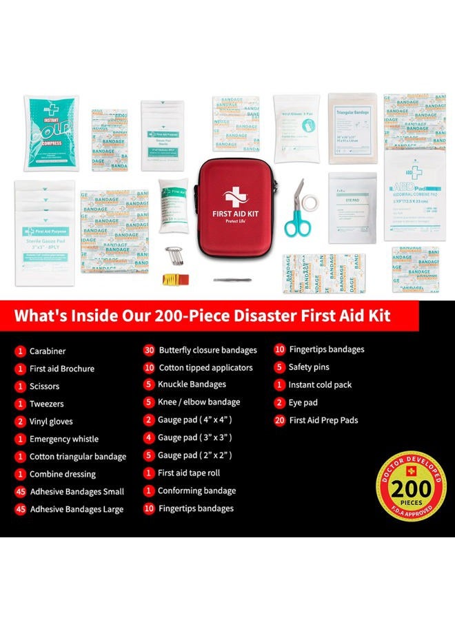 Protect Life Scar Therapy First Aid Kit for Home/Businesses | HSA/FSA Eligible Emergency Scar Therapy Kit | Hiking, Camping & Travel First Aid Kit for Car | Small Survival Medical Kit (200 Piece) - Image 5