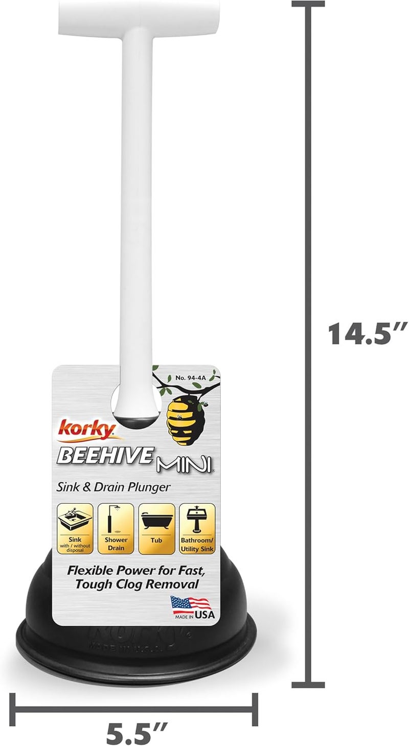 Korky Korky Beehive Mini Sink and Drain Plunger  Works for Bathrooms Kitchens Sinks Baths and Showers  Strong Suction Power for Easy Clog Removal  - Image 3