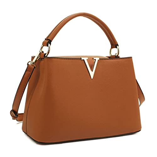 EVVE Women's Small Satchel Bag Classic Top Handle Purses Fashion Crossbody Handbags with Shoulder Strap | TAN - Image 1