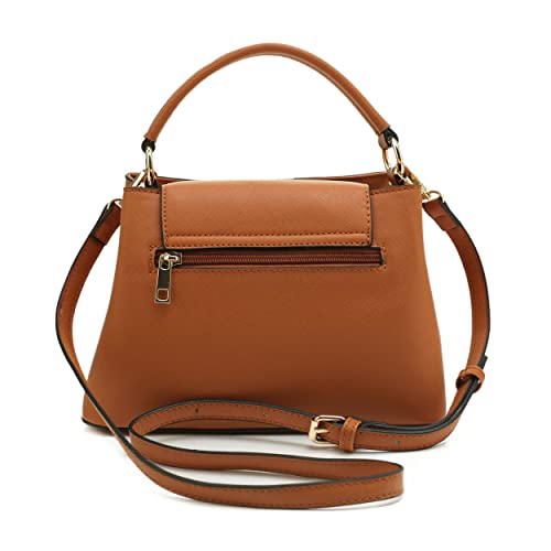 EVVE Women's Small Satchel Bag Classic Top Handle Purses Fashion Crossbody Handbags with Shoulder Strap | TAN - Image 4