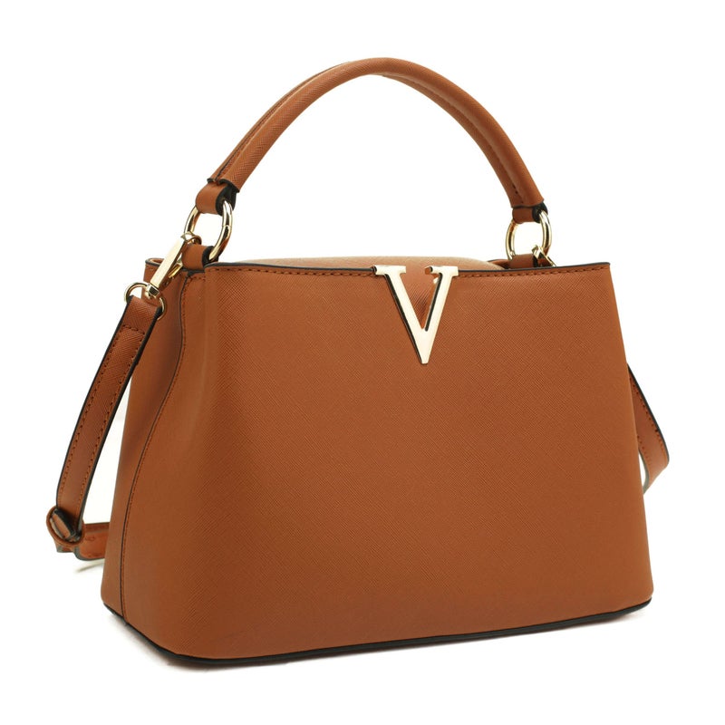 EVVE Women's Small Satchel Bag Classic Top Handle Purses Fashion Crossbody Handbags with Shoulder Strap | TAN - Image 2